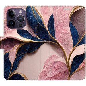 iSaprio flip puzdro Pink Leaves na iPhone 14 Pro