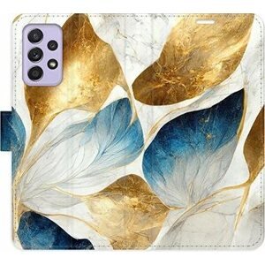 iSaprio flip pouzdro GoldBlue Leaves pro Samsung Galaxy A52 / A52 5G / A52s