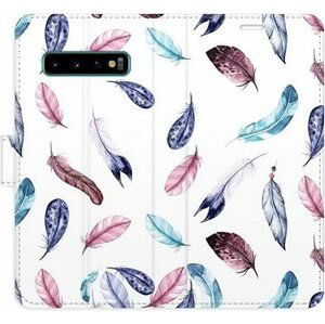 iSaprio flip pouzdro Colorful Feathers pro Samsung Galaxy S10