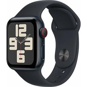 Apple Watch SE Celular 40 mm Tmavo atramentový hliník s tmavo atramentovým športovým remienkom – S/M