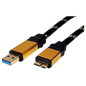 ROLINE Gold USB 3.0 SuperSpeed USB 3.0 A(M) -> micro USB 3.0 B(M), 0,8 m – čierno-zlatý