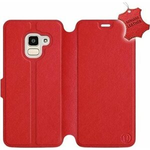 Flip pouzdro na mobil Samsung Galaxy J6 2018 - Červené - kožené - Red Leather