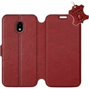 Flip puzdro na mobil Samsung Galaxy J3 2017 – Tmavo červené – kožené – Dark Red Leather