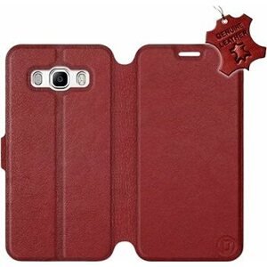 Flip pouzdro na mobil Samsung Galaxy J5 2016 - Tmavě červené - kožené - Dark Red Leather