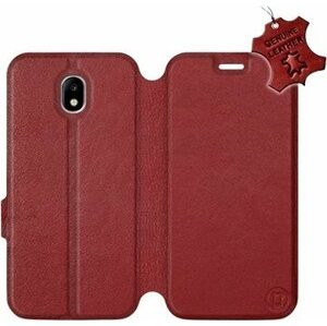 Flip puzdro na mobil Samsung Galaxy J5 2017 – Tmavo červené – kožené – Dark Red Leather