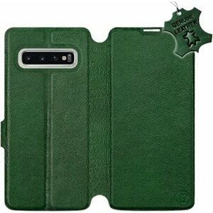 Flip puzdro na mobil Samsung Galaxy S10 – Zelené – kožené – Green Leather