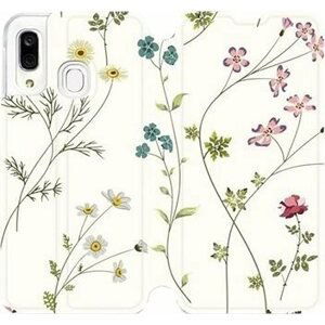 Flipové pouzdro na mobil Samsung Galaxy A40 - MD03S Tenké rostlinky s květy
