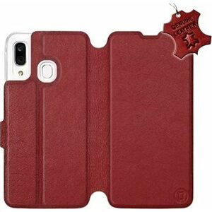 Flip puzdro na mobil Samsung Galaxy A40 – Tmavočervené – kožené – Dark Red Leather