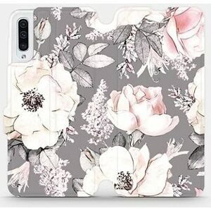 Flipové puzdro na mobil Samsung Galaxy A50 – MX06S Kvety na sivom pozadí