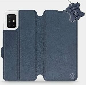 Flip puzdro na mobil Samsung Galaxy A51 – Modré – kožené – Blue Leather