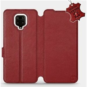 Flip puzdro na mobil Xiaomi Redmi Note 9 Pro – Tmavo červené – kožené – Dark Red Leather