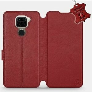 Flip puzdro na mobil Xiaomi Redmi Note 9 – Tmavo červené – kožené – Dark Red Leather