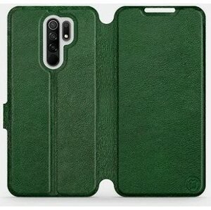 Flip puzdro na mobil Xiaomi Redmi 9 – Zelené – kožené – Green Leather