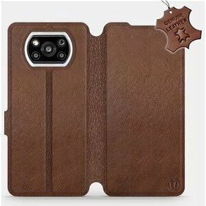 Kožené flip puzdro na mobil Xiaomi Poco X3 Pro – Hnedé – Brown Leather