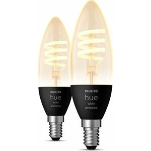 Philips Hue White Ambiance 4,6 W 550 Filament, sviečka E14 2 ks