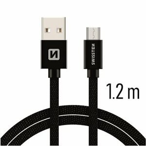 Swissten textilný dátový kábel micro USB 1,2 m čierny