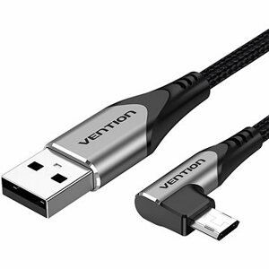 Vention 90° USB 2.0 -> microUSB Cotton Cable Gray 1.5m Aluminium Alloy Type