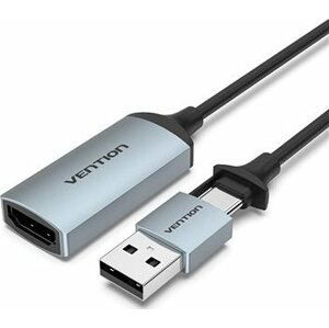 Vention HDMI Female to USB-C/USB-A Male Video Capture Card 0.1M Gray