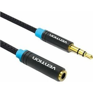 Vention Cotton Braided 3,5 mm Jack Audio Extension Cable 0,5 m Black Metal Type