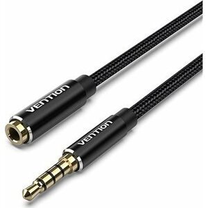 Vention Cotton Braided TRRS 3.5 mm Male to 3.5 mm Female Audio Extension 0.5 m Black Aluminum Alloy