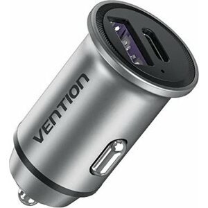 Vention Two-Port USB A+C (30W/30W) Car Charger Gray Mini Style Aluminium Alloy Type