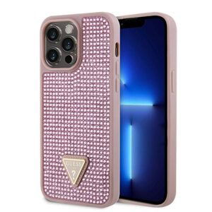 Guess Rhinestones Triangle Metal Logo Kryt pre iPhone 15 Pro Max, ružové 57983116689