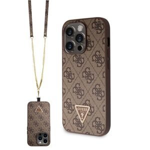 Guess PU 4G Strass Triangle Metal Logo Zadný Kryt + Crossbody Popruh pre iPhone 15 Pro Max, brown 57983116660