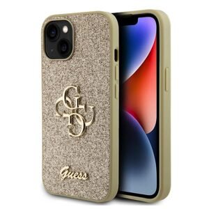 Guess PU Fixed Glitter 4G Metal Logo Zadný Kryt pre iPhone 15, gold 57983116646