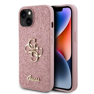 Guess PU Fixed Glitter 4G Metal Logo Zadný Kryt pre iPhone 13, pink 57983116638