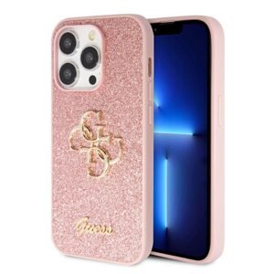 Guess PU Fixed Glitter 4G Metal Logo Zadný Kryt pre iPhone 15 Pro, pink 57983116640