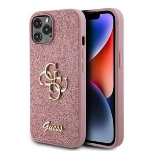 Guess PU Fixed Glitter 4G Metal Logo Zadný Kryt pre iPhone 1212 Pro, pink 57983116637