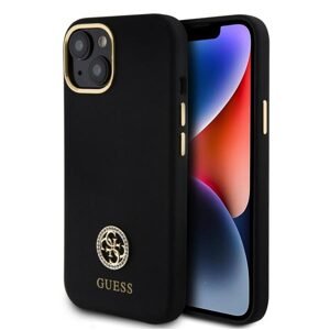 Guess Liquid Silicone 4G Strass Metal Logo Zadný Kryt pre iPhone 15, black 57983116626