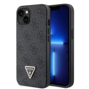 Zadný kryt Guess PU 4G Strass Triangle Metal Logo pre iPhone 15, čierna 57983116614