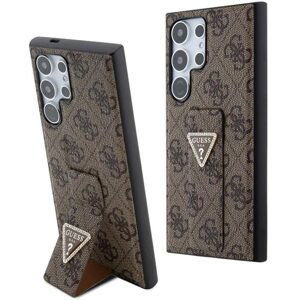 Puzdro Guess Grip Stand 4G Strass Triangle pre Samsung Galaxy S24 Ultra, hnedé 57983119499