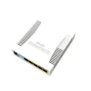 MIKROTIK RouterBOARD 260GSP  5-port Gigabit smart switch + 1x SFP (SwitchOS, PoE-ouit plastic case + zdroj) CSS106-1G-4P-1S