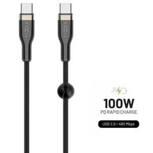 FIXED Nabíjací a dátový opletený kábel s USB-CUSB-C a podporou PD, 1,2 m, USB 2.0, 100 W, čierny FIXDB-CC12-BK