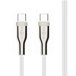 FIXED nabíjací a dátový opletený kábel s konektormi USB-CUSB-C a podporou PD, 1,2 m, USB 2.0, 100 W, biely FIXDB-CC12-WH