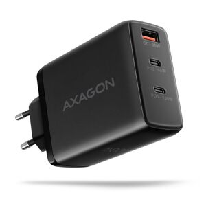 AXAGON ACU-DPQ100, GaN nabíjačka do siete 100W, 3x port (USB-A + dual USB-C), PD3.0PPSQC4+Apple, čierná ACU-DPQ100