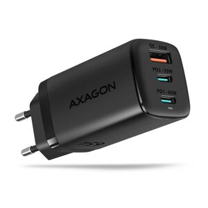 AXAGON ACU-DPQ65, GaN nabíjačka do siete 65W, 3x port (USB-A + dual USB-C), PD3.0QC4+PPSApple, čierna ACU-DPQ65