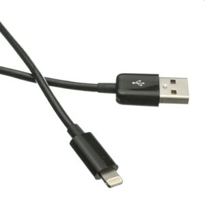 Kábel C-TECH USB 2.0 Lightning (IP5 a vyšší) nabíjací a synchronizačný kábel, 1m, čierny CB-APL-10B