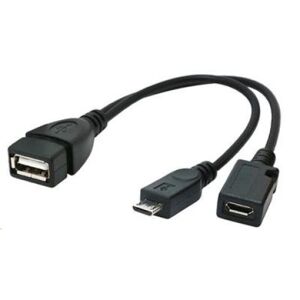 Kábel CABLEXPERT USB AFmicro BM + micro BF, OTG + dobíjanie, 15cm, pre tablety a smartphone A-OTG-AFBM-04