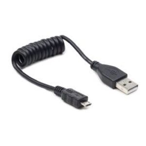 Kábel CABLEXPERT USB A MaleMicro B Male 2.0, 60cm, Black, kroucený CC-MUSB2C-AMBM-0.6M
