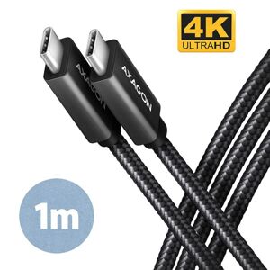 AXAGON BUCM32-CM10AB, SPEED+ kábel USB-C  USB-C, 1 m, USB 20Gbps, PD 100W 5A, 4k HD, ALU, opletenie, čierny BUCM32-CM10AB