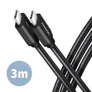 AXAGON BUCM3-CM30AB, SPEED kábel USB-C  USB-C, 3 m, USB 3.2 Gen 1, PD 60W 3A, ALU, opletenie, čierny BUCM3-CM30AB