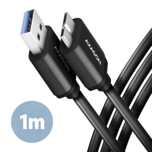 AXAGON BUMM3-AM10AB, SPEED kábel Micro-B USB  USB-A, 1 m, USB 3.2 Gen 1, 3A, ALU, tpe, čierny BUMM3-AM10AB