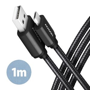 AXAGON BUMM-AM10AB, HQ kábel Micro USB  USB-A, 1 m, USB 2.0, 2,4 A, ALU, opletenie, čierny BUMM-AM10AB