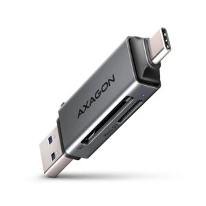 AXAGON CRE-DAC, USB-C + USB-A, 5 Gbs - MINI čítačka kariet, 2 sloty & lun SDmicroSD, podpora UHS-I CRE-DAC