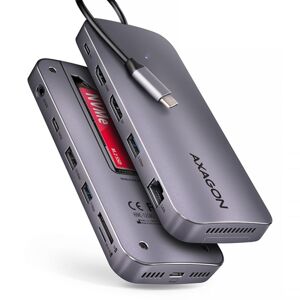 AXAGON HMC-12GM2, USB 10Gbps hub, 3x USB-A, USB-C,  HDMI, DP, RJ-45 GLAN, M.2, SDmSD, audio, PD 100W, kábel USB-C 50cm HMC-12GM2