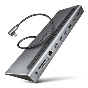 AXAGON HMC-4KX3 USB 5Gbps hub, 3x USB-A, 2x HDMI, DP, RJ-45 GLAN, SDmicroSD, audio, PD 100W, kábel USB-C 40cm HMC-4KX3