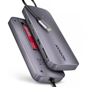 AXAGON HMC-6GM2, USB 10Gbps hub, USB-A, USB-C,  HDMI, M.2 slot, SDMicroSD, PD 100W, kábel USB-C 20cm HMC-6GM2